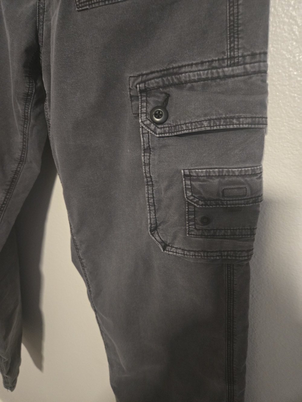 American Eagle Gray Stretch Cargo Pants Women's Size 4 Y2K Utility Wide Leg - Picture 16 of 16